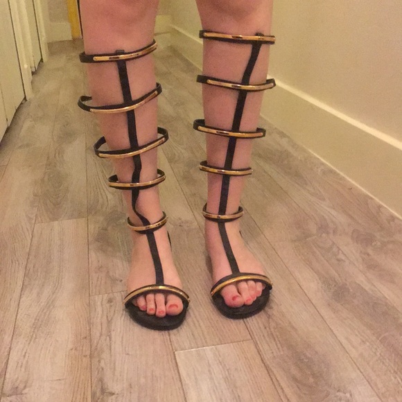Shoes - Black and gold caged gladiators Shoes - Black and gold caged gladiators